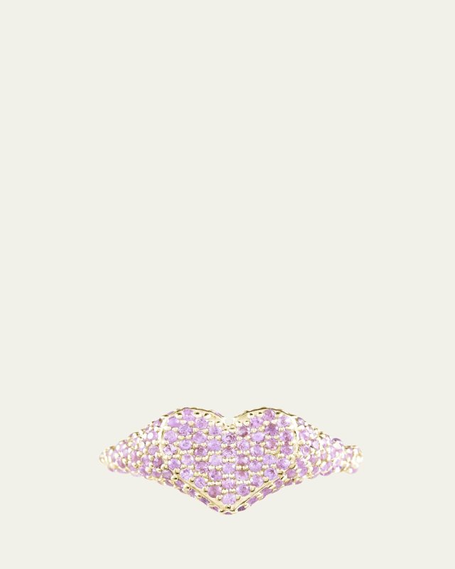 Pavé Pink Sapphire Lover Signet Ring in 14K Gold